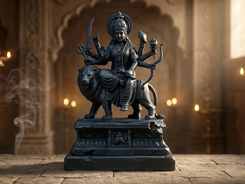 GODDESS DURGA ON LION STATUE
