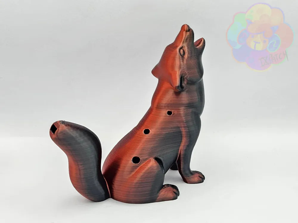 Howling Wolf Ocarina angle – 3D Printed Decorative Playable Whistle by FOFUS Kerala