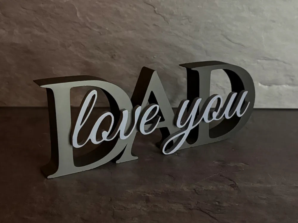 DAD Love You Desk Sign angle – 3D Printed Father's Day Love Desk Sign by FOFUS Kerala