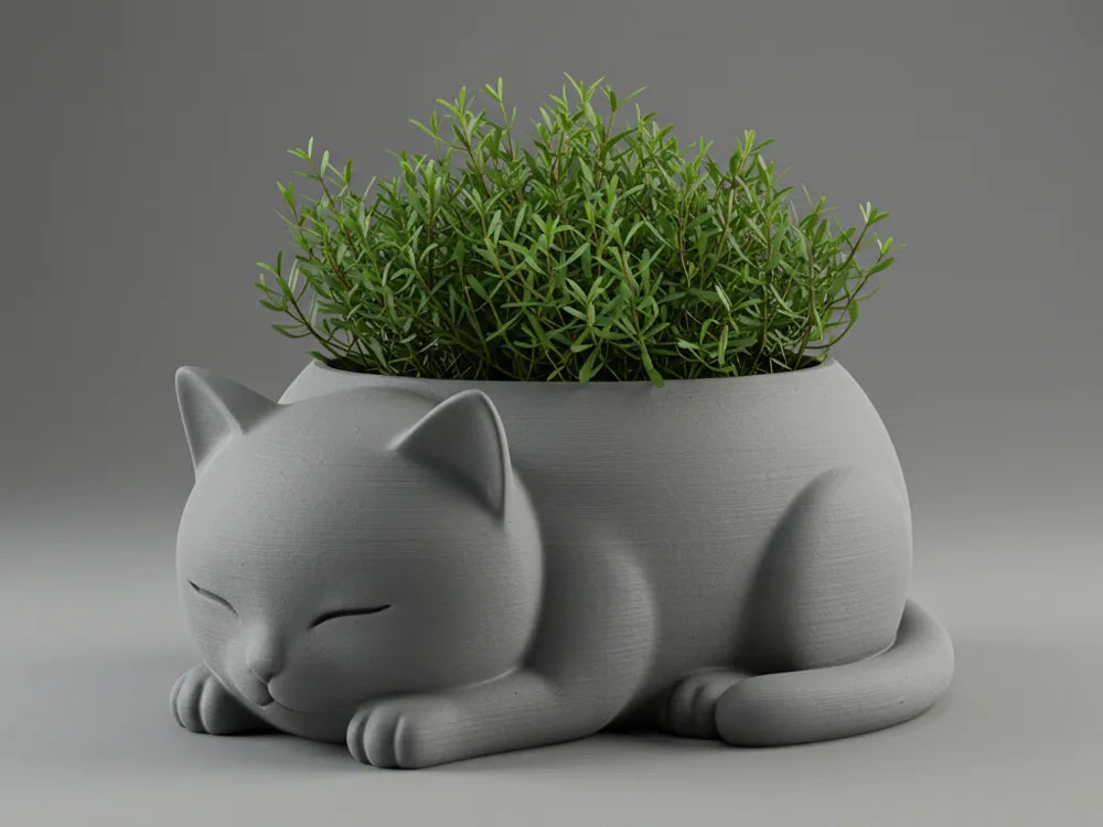 Cute cat sleeping planter