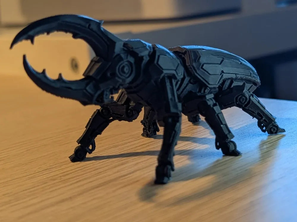3D printed Mechanical Hercules Beetle Sculpture – Futuristic Insect Decor by FOFUS