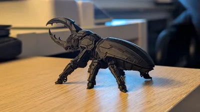 3D printed Mechanical Hercules Beetle Sculpture – Futuristic Insect Decor by FOFUS